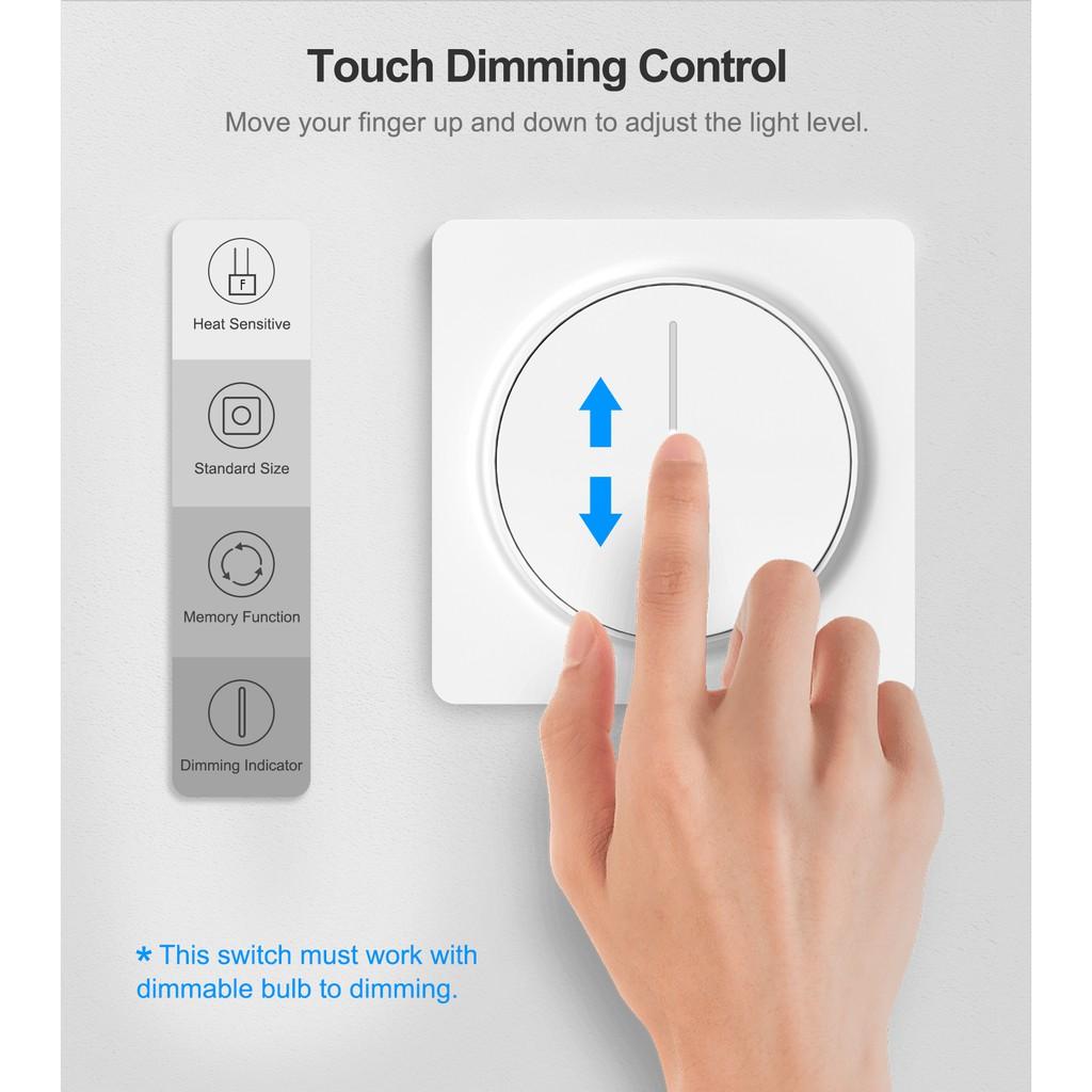 Công tắc Dimmer Wifi điều chỉnh độ sáng đèn/quạt trần - App Tuya/Smart life - Đế Vuông