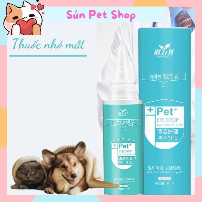 Dung dịch vệ sinh mắt cho chó mèo Dorrikey 60ml (Lọ nhỏ mắt, làm sạch mắt)