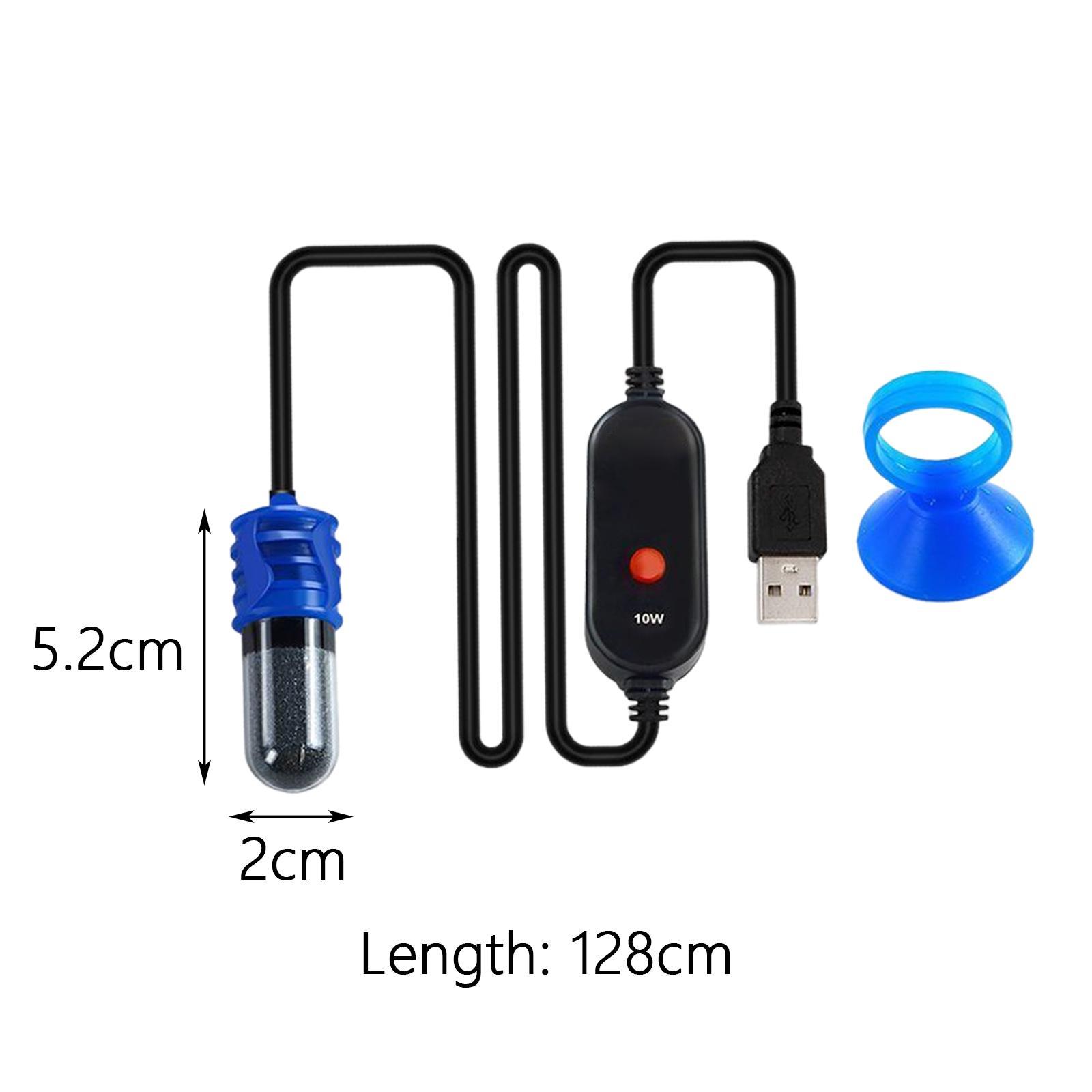 Mini Aquarium Heater Adjustable USB Heating Rod Submersible Thermostat
