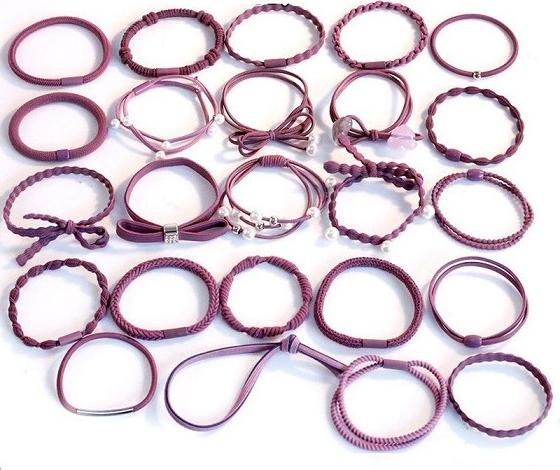 Combo 12 dây buộc tóc dễ thương màu tím - Có hộp