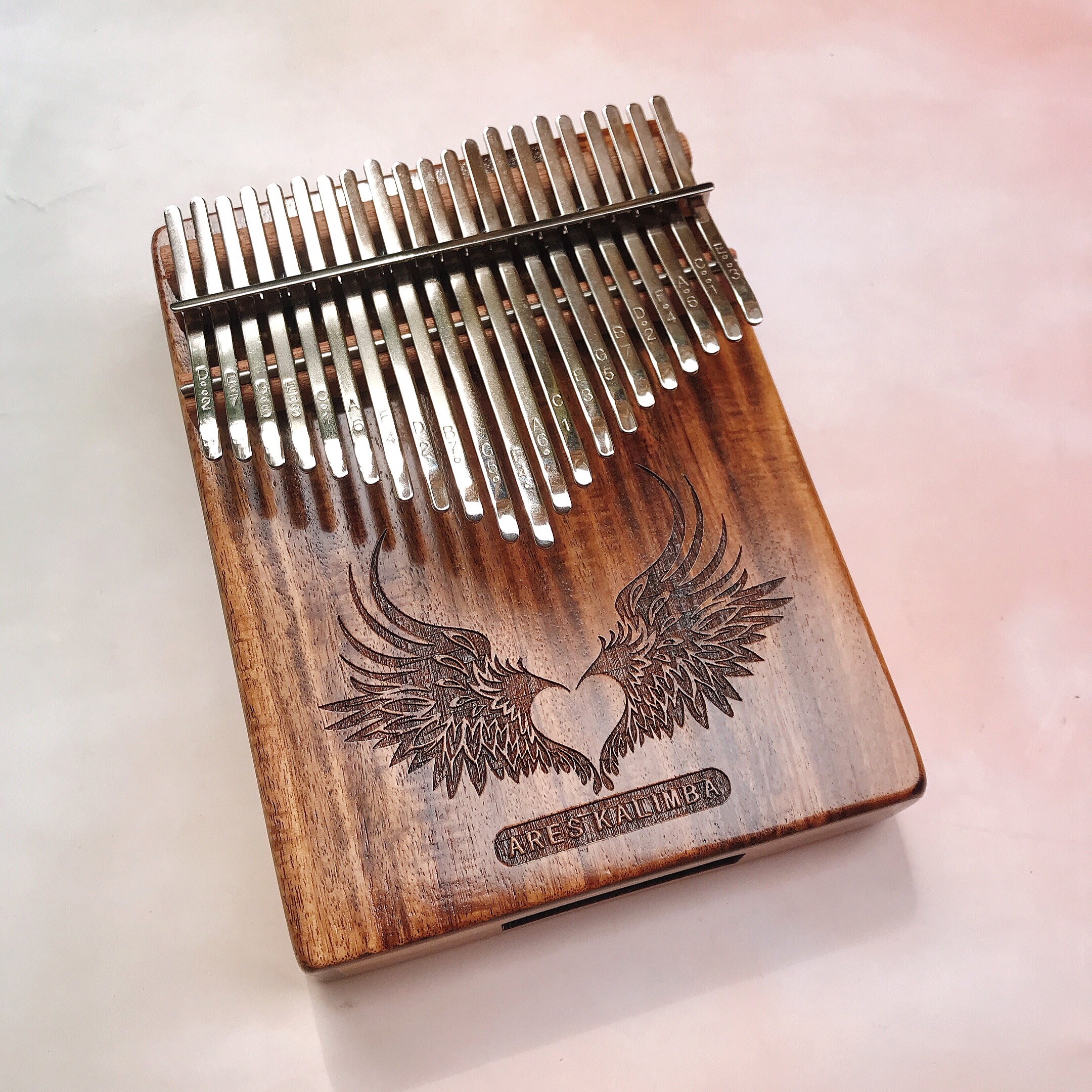 Combo Đàn Kalimba ARES A21K 21 Phím Gỗ KOA, Hộp chống sốc K02