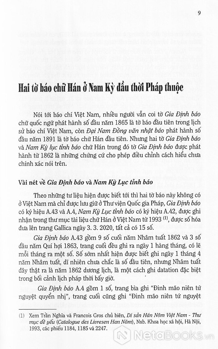 HAI TỜ BÁO CHỮ HÁN Ở NAM KỲ ĐẦU THỜI PHÁP THUỘC - Bìa cứng