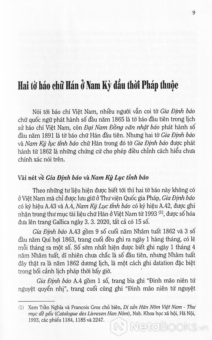 HAI TỜ BÁO CHỮ HÁN Ở NAM KỲ ĐẦU THỜI PHÁP THUỘC - Bìa cứng