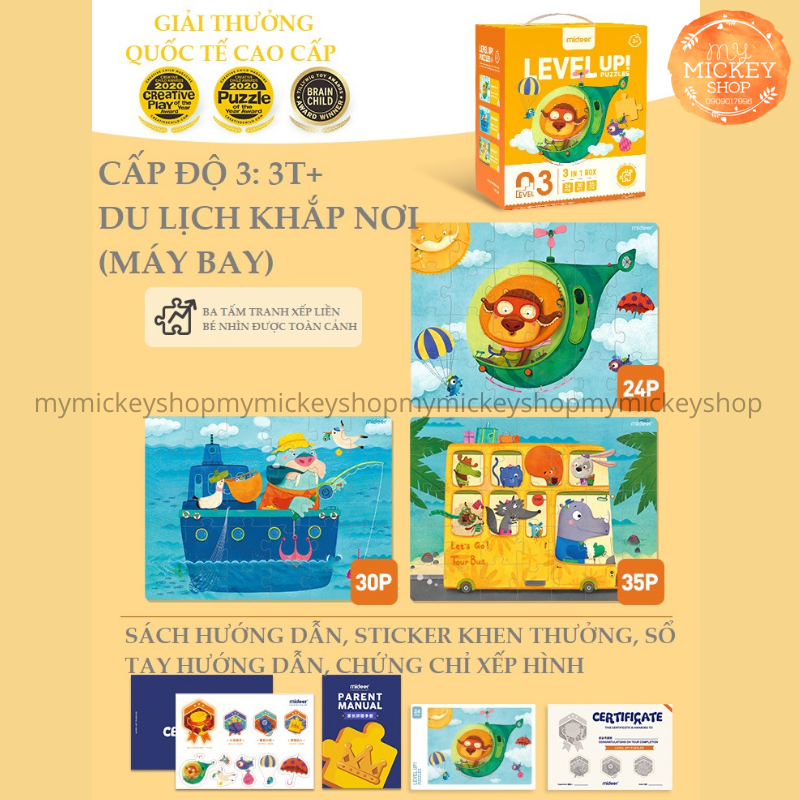 BỘ XẾP HÌNH 7 CẤP ĐỘ TỪ DỄ ĐẾN KHÓ THEO LỨA TUỔI - HÃNG MIDEER 7 ADVANCED LEVELS PUZZLE mẫu mới 2021