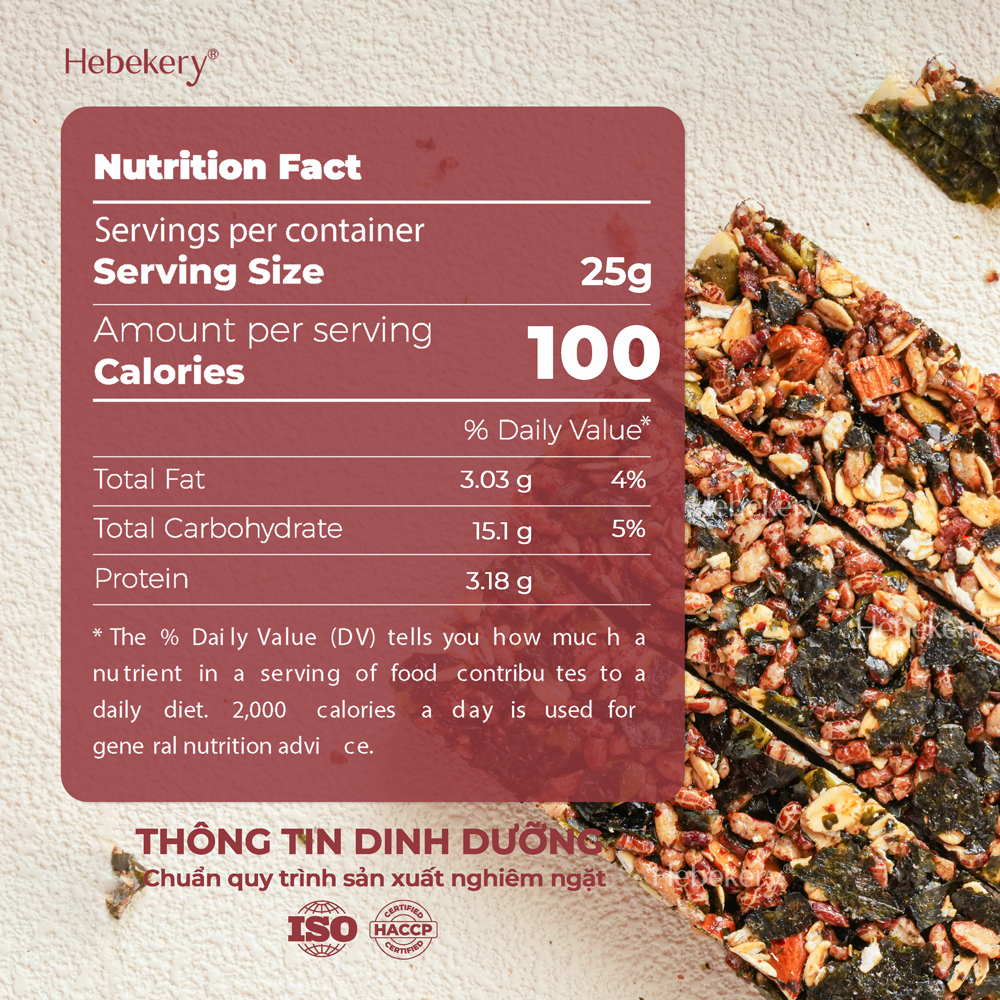 Thanh Hạt Dinh Dưỡng Rong Biển Nori Nhật Bản Hebekery - Snack Rong Biển Ăn Vặt Healthy Đầy Đủ Dinh Dưỡng