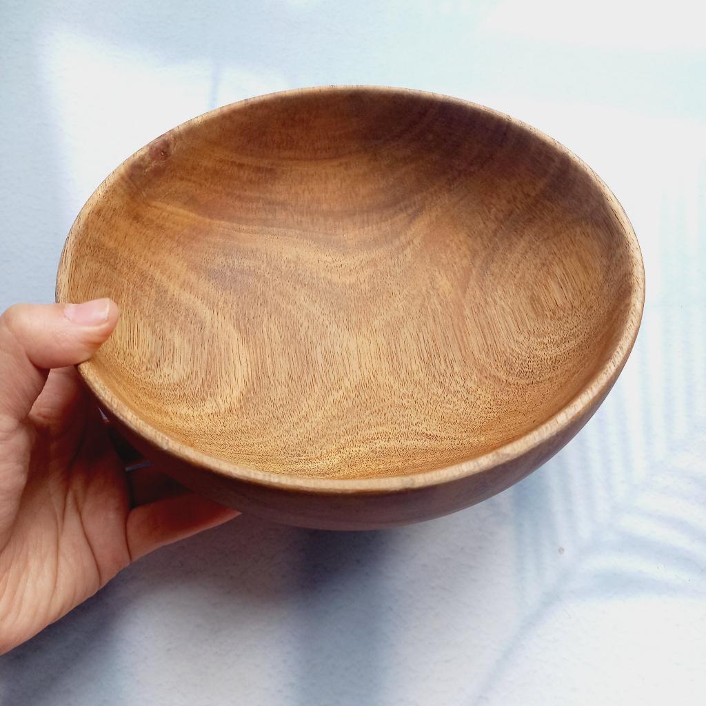 Bát Salad Gỗ Keo 20x7cm An Toàn Cho Sức Khỏe, Bát Salad, Mì, Trái Cây, Súp Decor Trang Trí Của Craft Closet