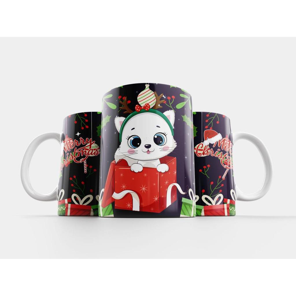 Cốc sứ cao cấp in hình hoạt hình giáng sinh Merry Christmas - Cốc quà tặng Noel
