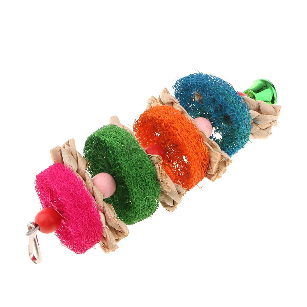 Pet Bites Parrot Climb Chew Toys Bell Swing Cage Hanging Cockatiel Parakeet