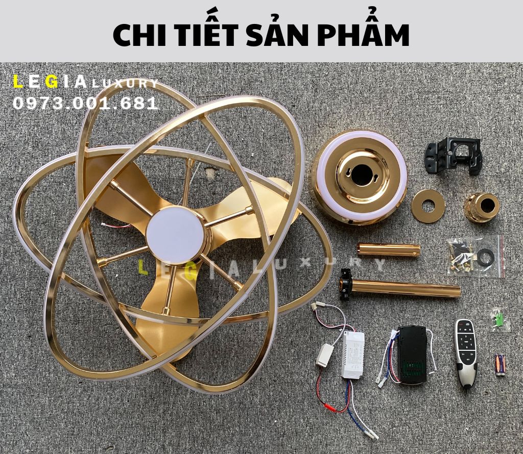 [Cao Cấp] Quạt trần sang trọng LÊ GIA VENUS005 | Quạt trần đèn pha lê trang trí | Quạt trần hiện đại cao cấp có đèn | Quạt Trần Đèn Chùm Cho Phòng Khách Phòng Ngủ Spa { Hàng Chính Hãng }