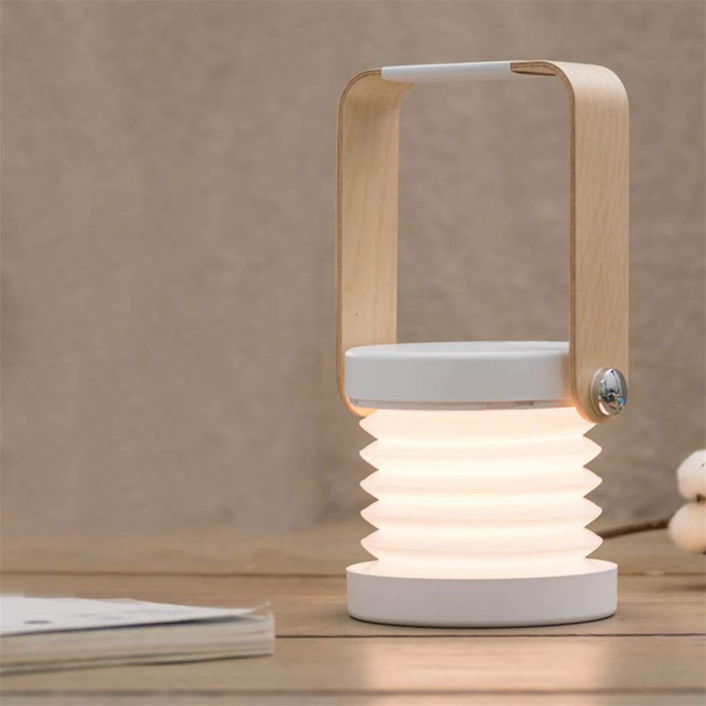 Creative Wooden Handle Portable Lantern Foldable Charging Table Light White