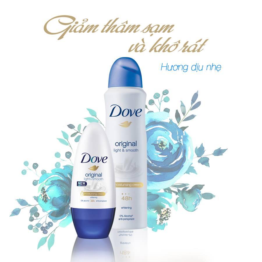 Xịt Khử Mùi Dove Original Hương Dịu Nhẹ Dưỡng Da Sáng Mịn 150ml