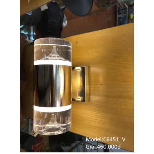 Đèn treo tường pha lê 2 đầu thân vàng, đèn trang trí phòng khách, phòng ngủ, lối đi, ban công C6428 V-->C6452V