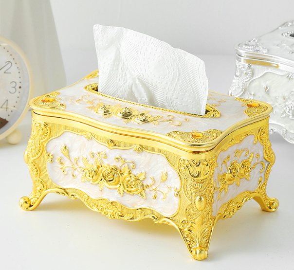 Hộp Đựng Giấy Sứ Mạ Vàng Phong Cách Châu Âu DECOR LUXURY - Hàng Nhập Khẩu