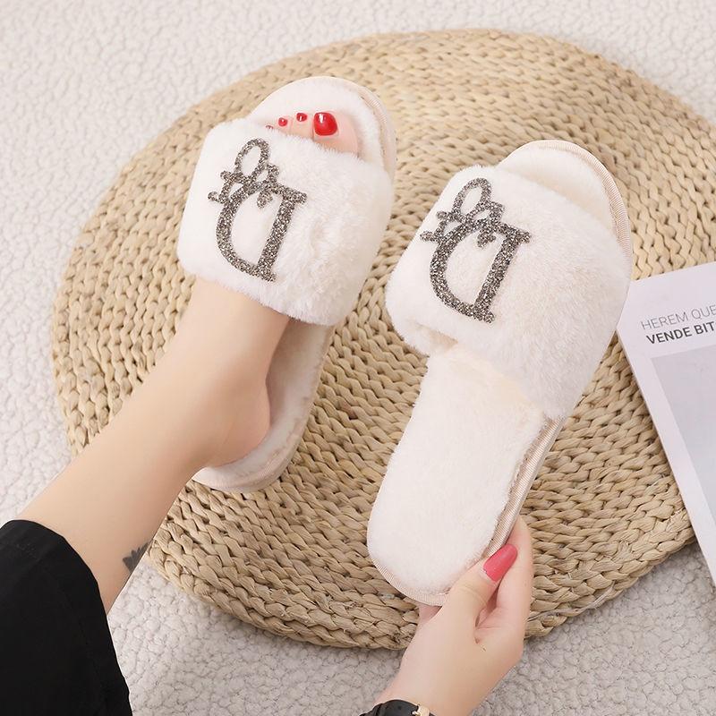 Dép cotton đi trong nhà đế mềm chống trượt thời trang mùa đông cho nữ