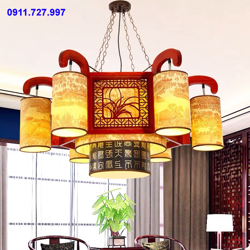 ĐÈN CHÙM GỖ TỰ NHIÊN CHO KHÔNG GIAN THỜ SANG TRỌNG
