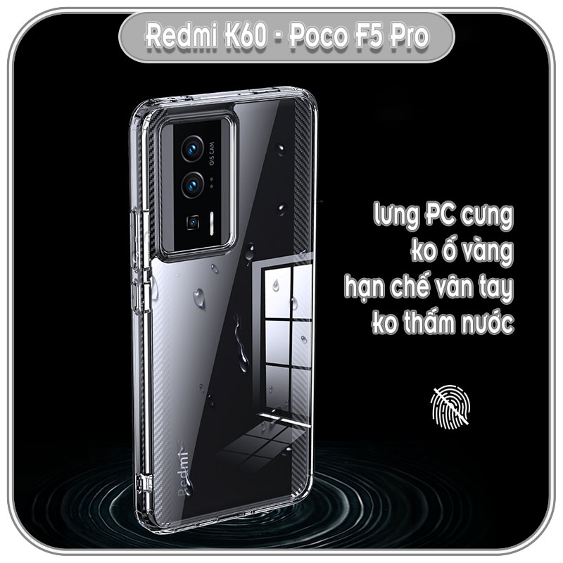 Ốp chống sốc wlons cho Redmi K60-60 Pro-60E - Poco F5 Pro, lưng PC không ố vàng - Hàng Nhập Khẩu