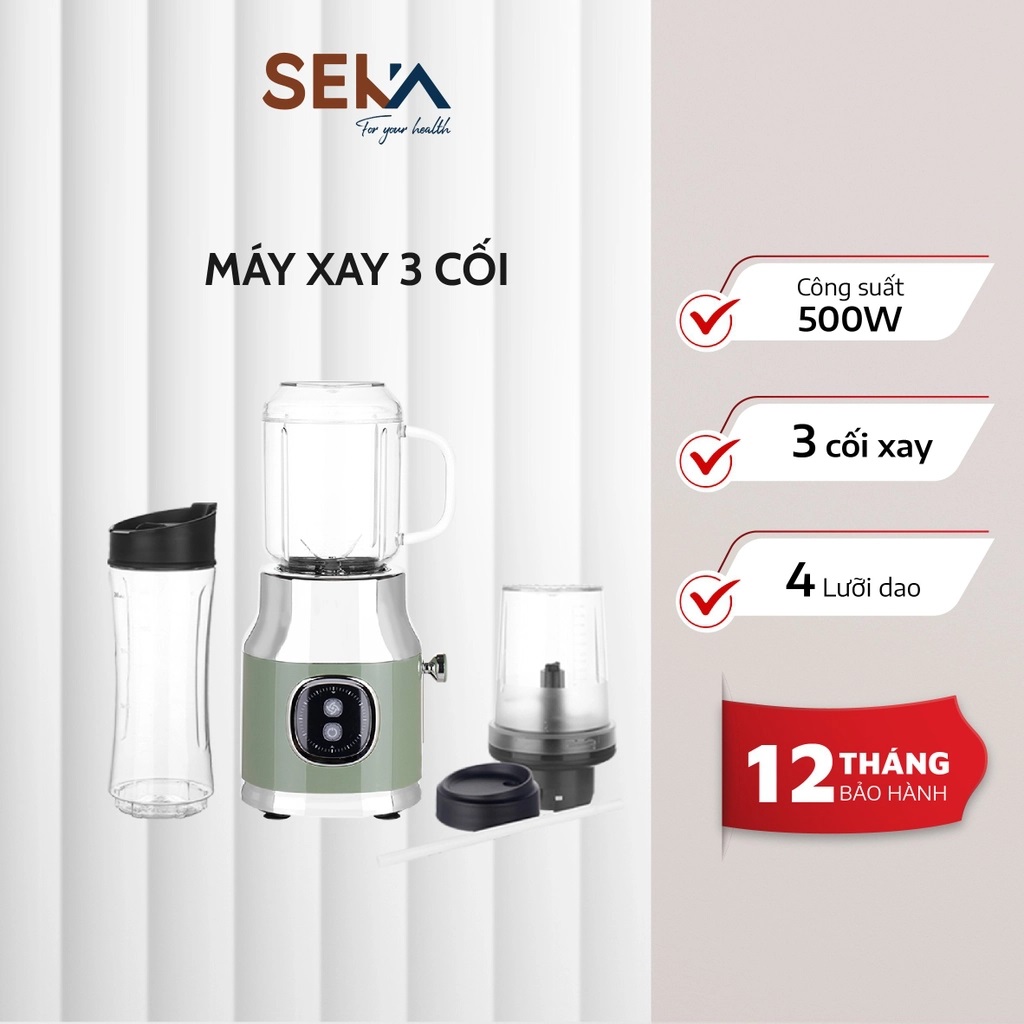 Máy Xay Sinh Tố 3 Cối SEKA HR2223 - Hàng Chính Hãng