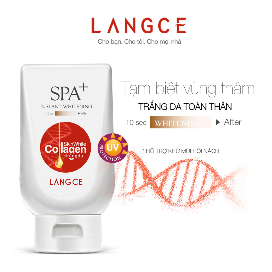 Collagen Trắng Da Spa+ Chống Nắng Giữ Ẩm - Làm Đều Sắc Da 180ml TẶNG Kem Làm Rụng Lông Trắng Da 20ml LANGCE