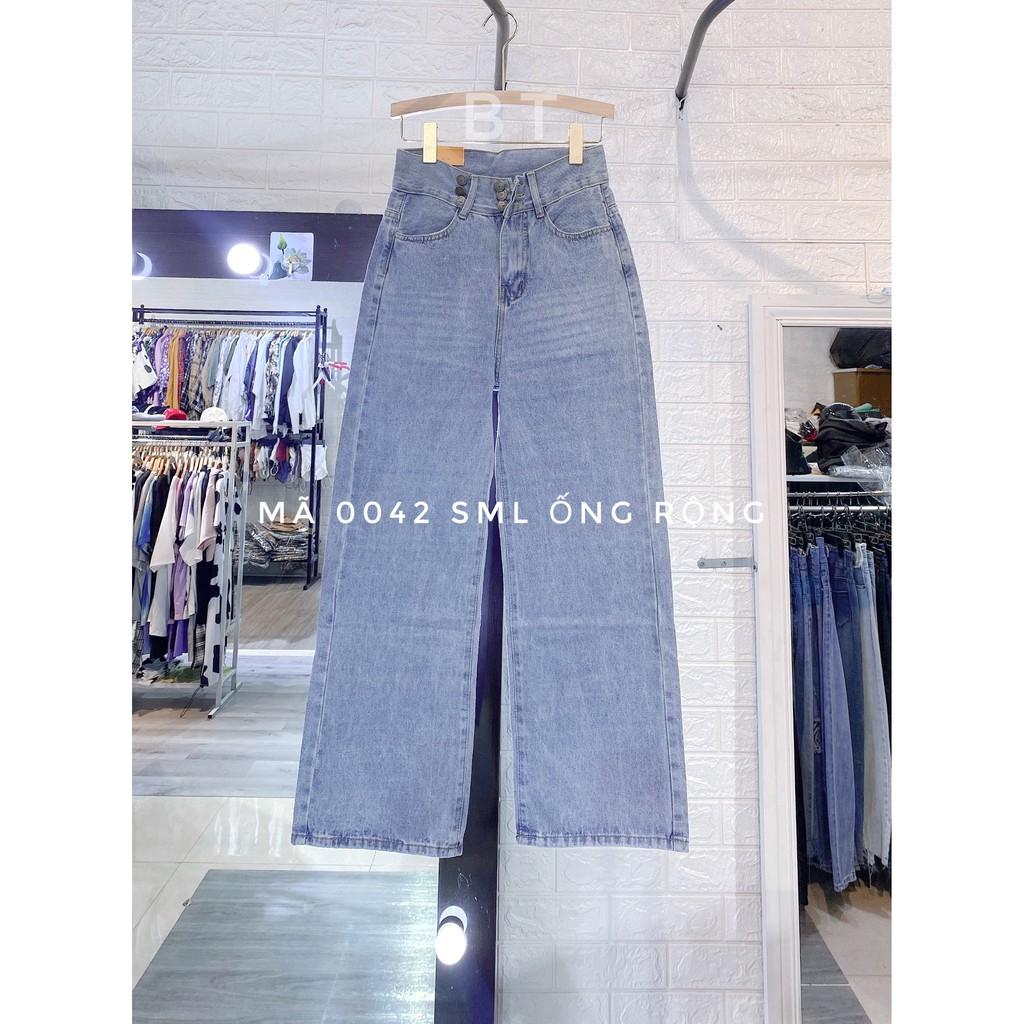 Quần Ống Rộng Jean Unisex Cạp Cao-Quần Bò Ống Rộng Unisex-Quần Unisex Nam Nữ Uzzlang