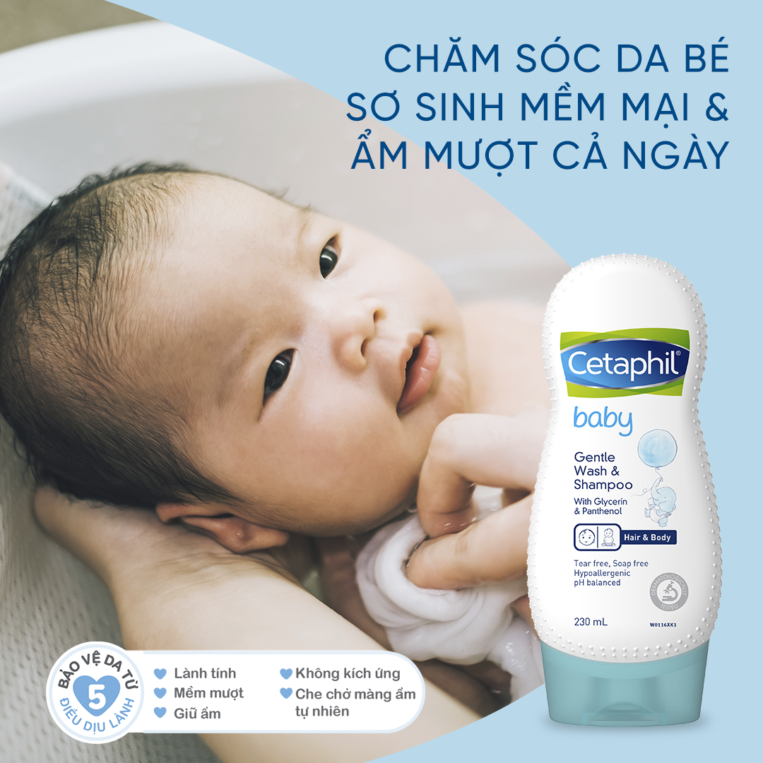 Sữa tắm gội dịu lành cho bé Cetaphil Baby Gentle Wash & Shampoo 230ml