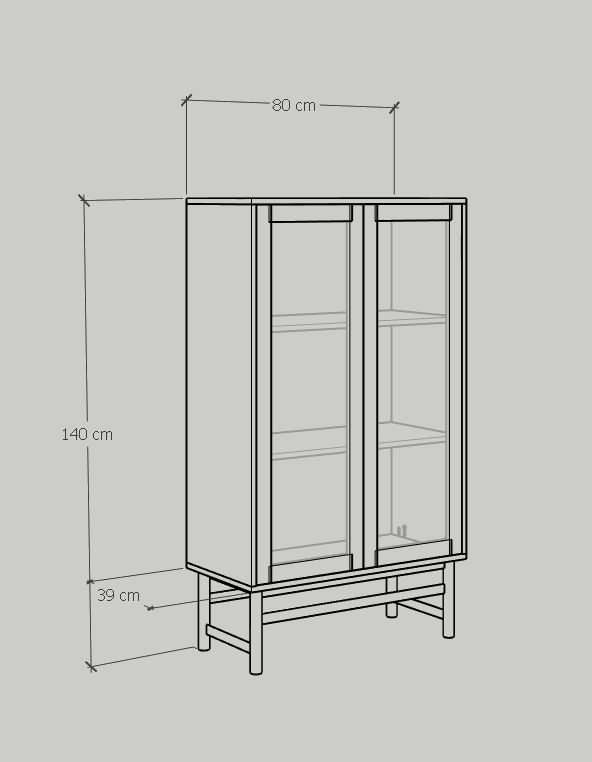 [Happy Home Furniture] CATY , Kệ sách 3 tầng cửa kính - chân sắt ,  80cm x 39cm x 140cm (DxRxC), KSA_023