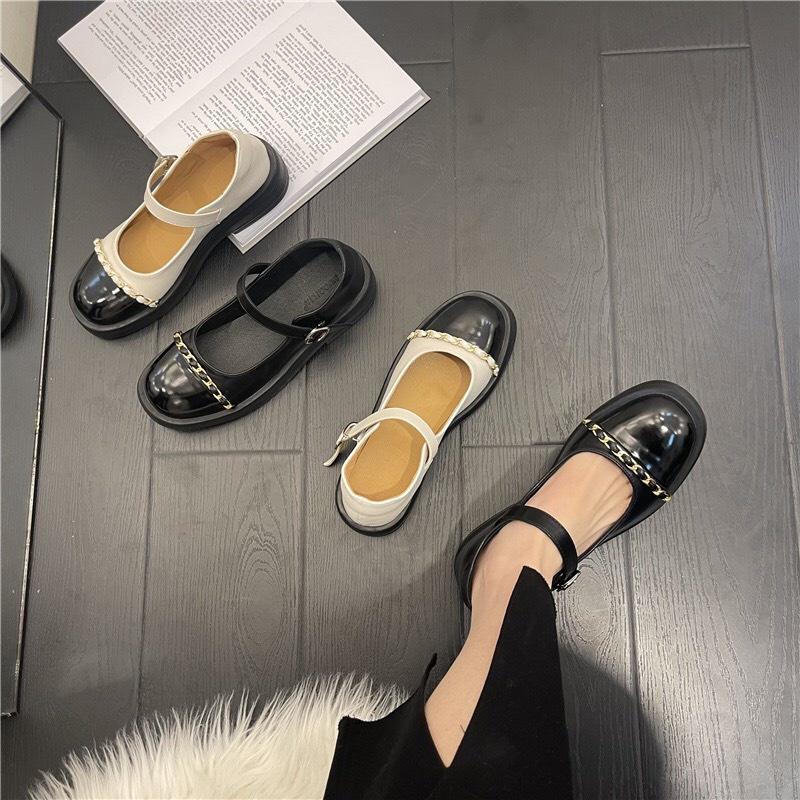 Giày búp bê nữ Mary Jane FAROSA giày lolita khoá cài vuông đế cao 3cm phối xích cực xinh-TK01