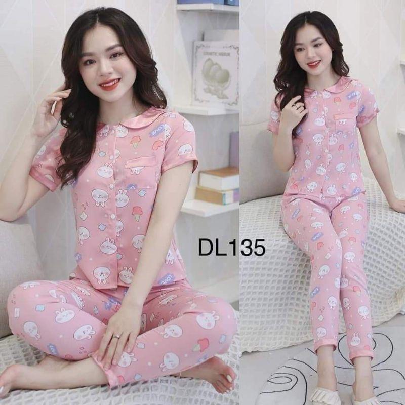 Đồ bộ mặc nhà chấm bi cổ V cà bông dày dặn hàng thu đông