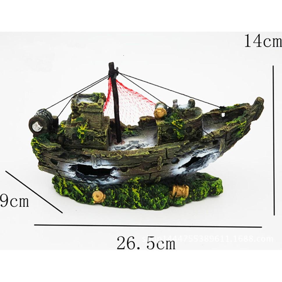 Mô hình tàu thuyền đắm -Thuyền đắm - Trang trí bể cá - Trang trí hồ thủy sinh - Tiểu cảnh trang trí bể cá