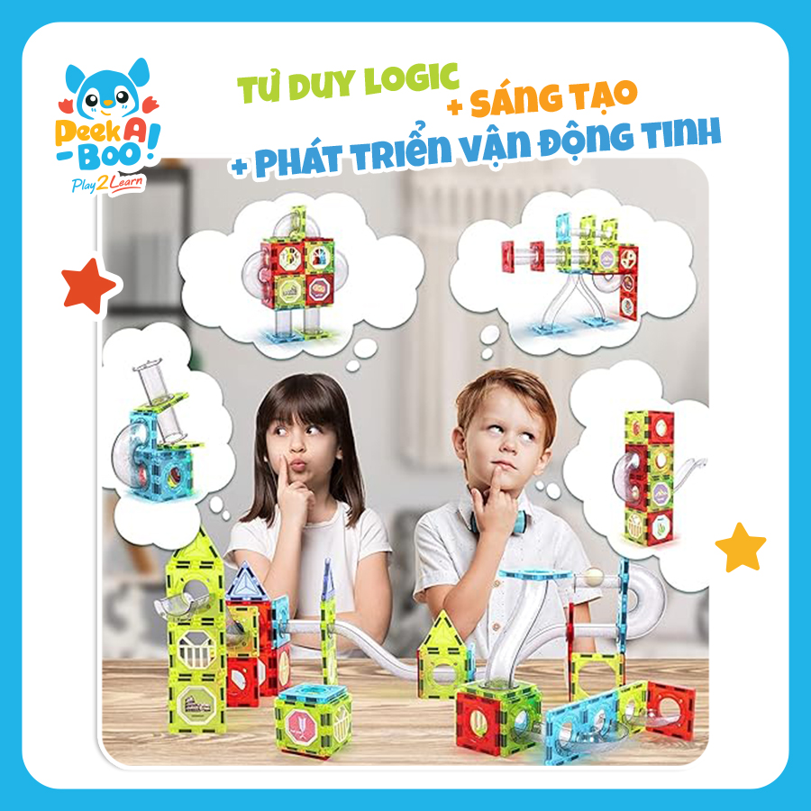 Đồ Chơi Steam Xếp Hình Nam Châm Với Vòng Xoay-109 Chi Tiết PEEK A BOO PAB044