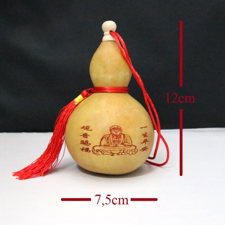 Trái bầu hồ lô tự nhiên phong thuỷ còn hạt bên trong 12 x 7.5cm