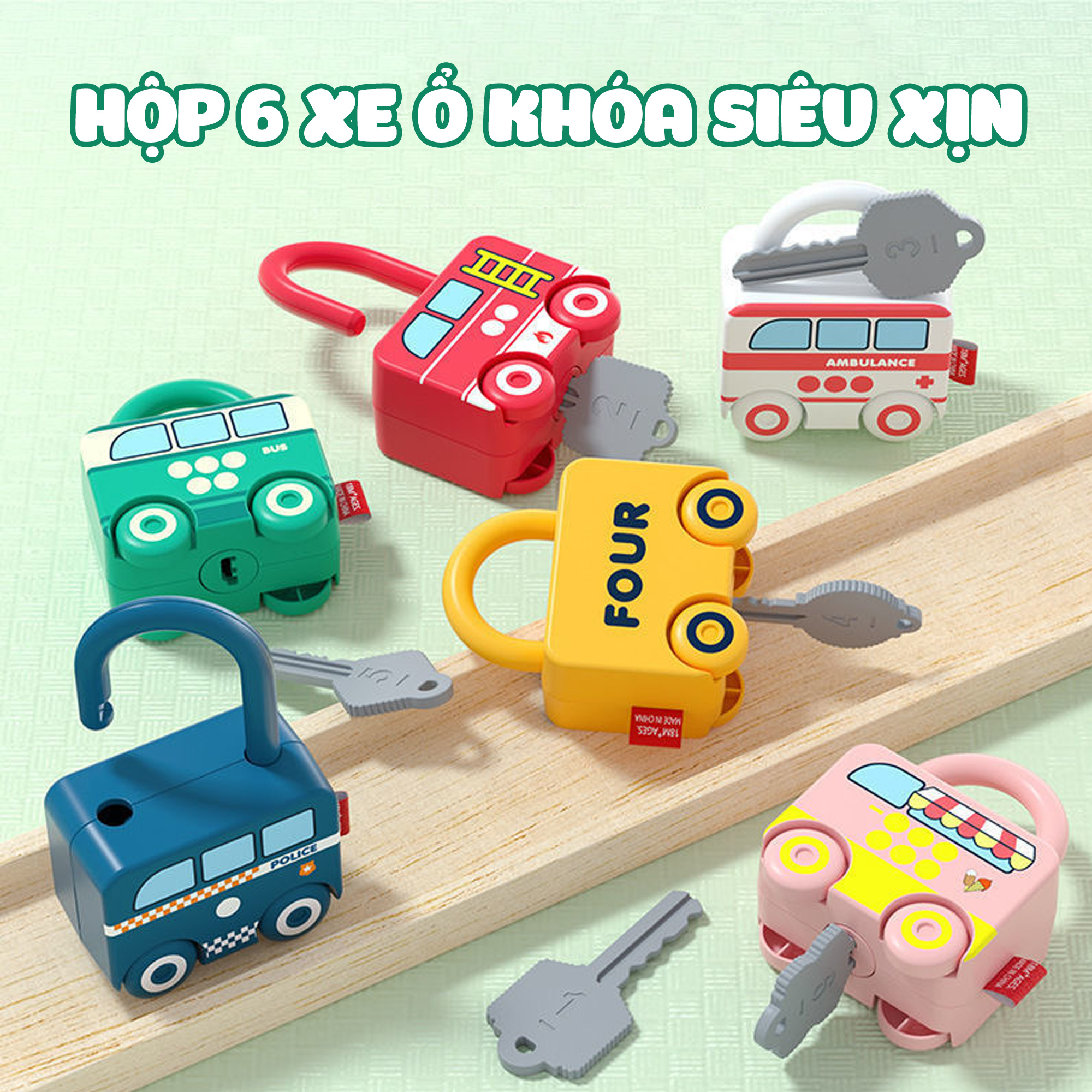 Đồ chơi mở khóa xe hơi kèm chìa khóa giáo dục sớm cho bé