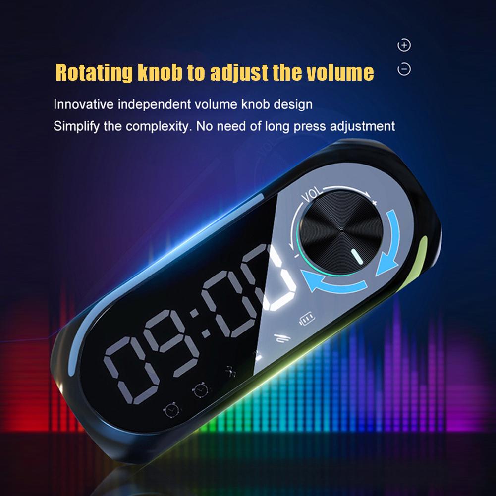 S8 Loa không dây Bluetooth tương thích Màn hình LED HD Loa Bass Âm thanh nổi Đồng hồ báo thức Đài FM Thẻ TF Phát nhạc Aux Color: Blue