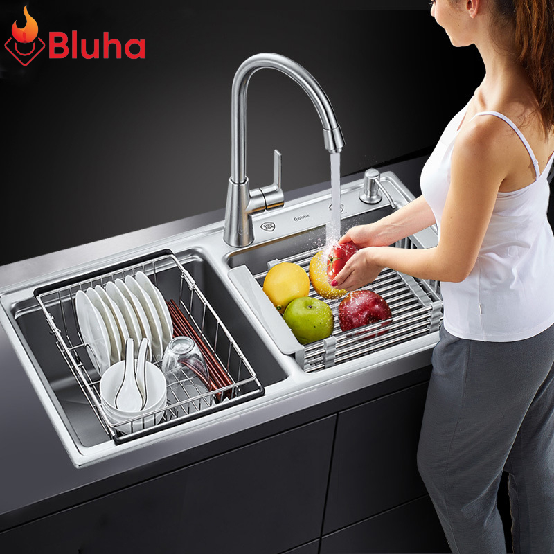 Khay Gác Bồn Rửa Chén SUS Inox 304 Để Hoa Quả, Bát Đĩa Điều Chỉnh Kích Cỡ Thông Minh