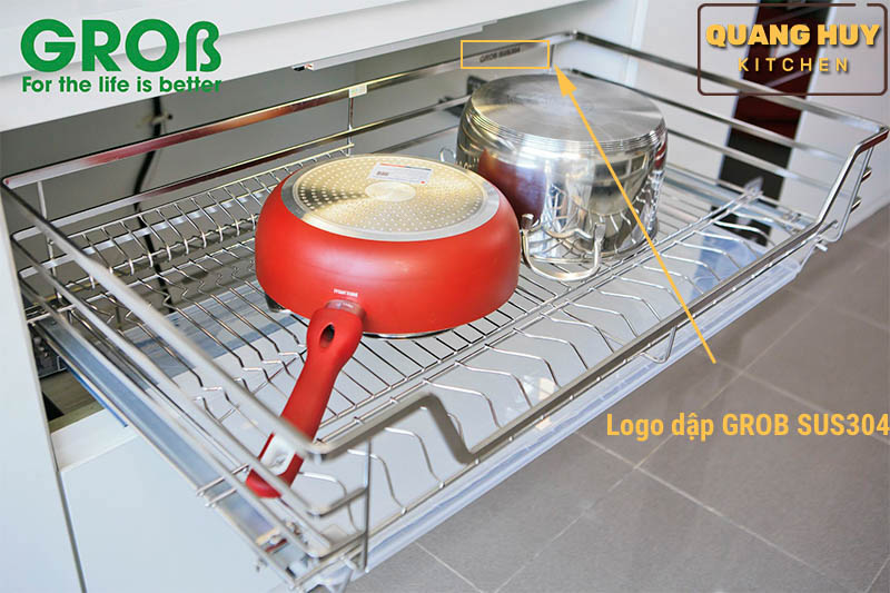 Giá úp bát đa năng nan dẹt inox 304 thương hiệu Grob mã GC304