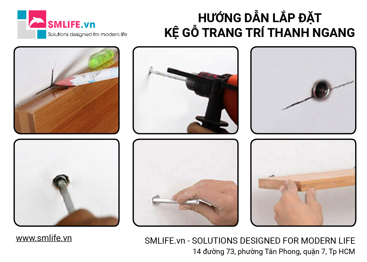 Bộ 2 Kệ gỗ treo tường SML80 - Kệ treo tường bằng gỗ trang trí tiết kiệm không gian cho Căn hộ