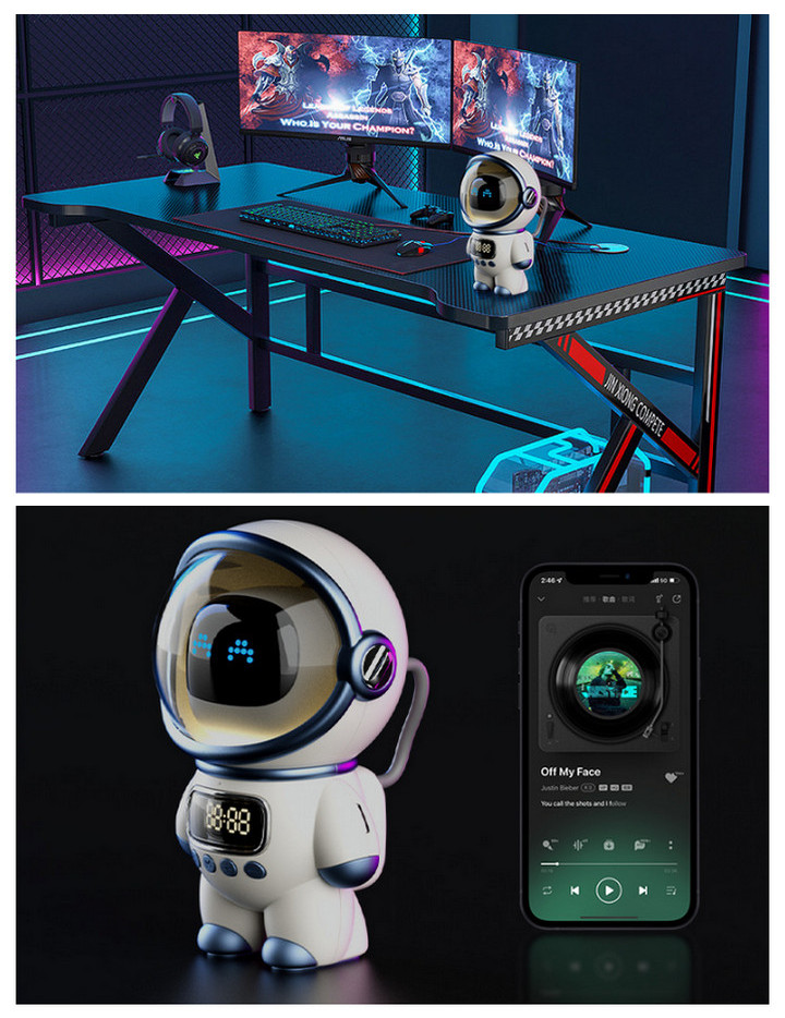 Loa Bluetooth Astronaut AI DODO Kiêm Báo Thức, Đèn Ngủ, Led Nhảy Theo Nhạc, Pin 1800mAh - Home and Garden