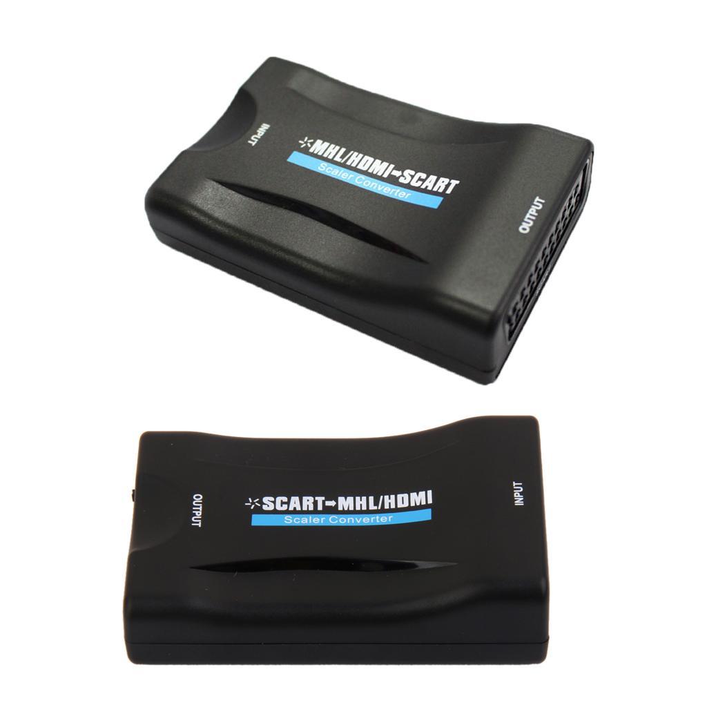 SCART to 1080P HDMI Audio Converter Scaler Box with Cable for HDTV HD Monitor + Hdmi To Scart Converter