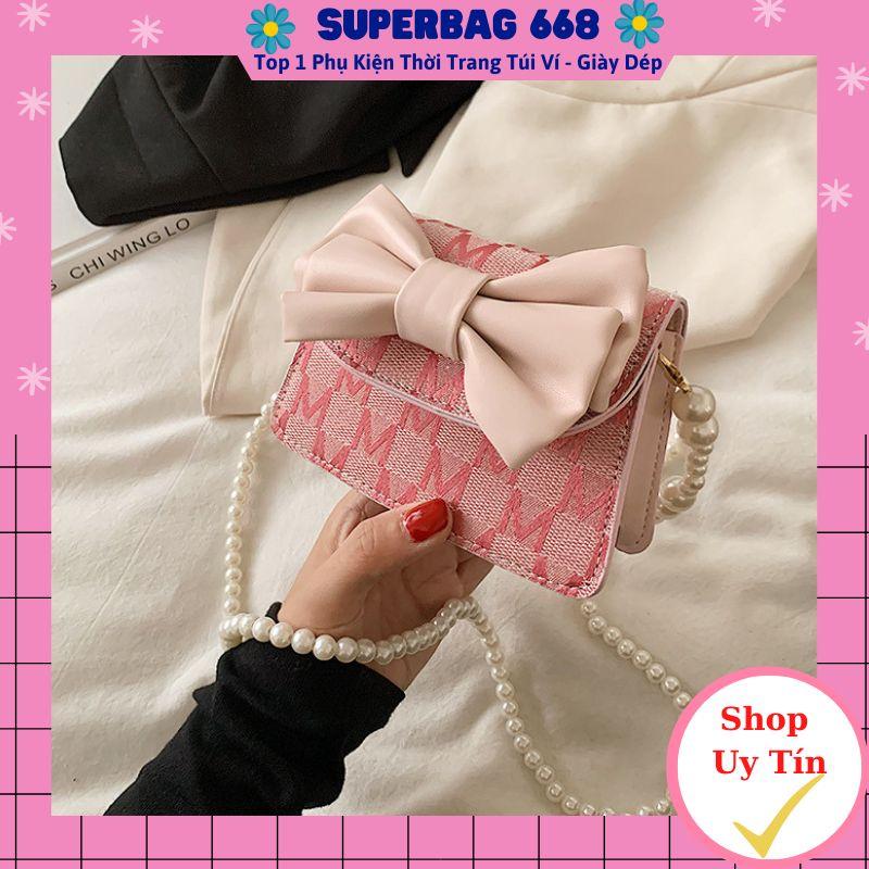 Túi mini nữ, túi đeo chéo nhỏ xinh xắn giá rẻ phối nơ ngọc dễ thương phong cách hàn quốc superbag 359