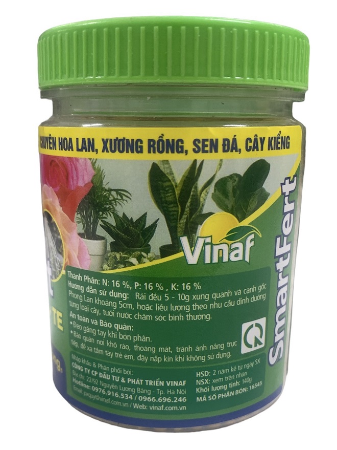 Phân Bón Tan Chậm Thông Minh 16-16-16 - Chuyên Dụng cho Hoa Hồng, Hoa Lan, Sen Đá, Bonsai - Chai 140Gr