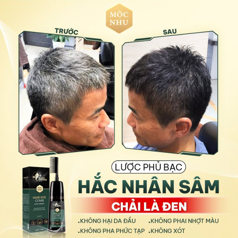 Lược Phủ bạc Hắc Nhân Sâm Hàn Quốc - MÀU ĐEN - Làm ĐEN tóc bạc màu tự nhiên, không gây dị ứng, kích ứng da đầu.