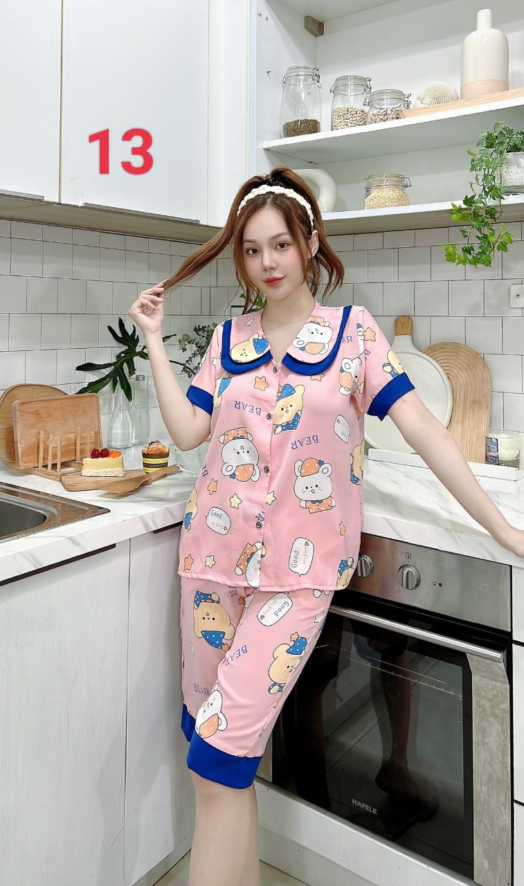 Đồ Bộ Nữ Pijama Lụa Mango Loại 1 Có Túi Mặc Nhà, Mặc Ngủ Tay Ngắn Quần Lửng Thiết Kế