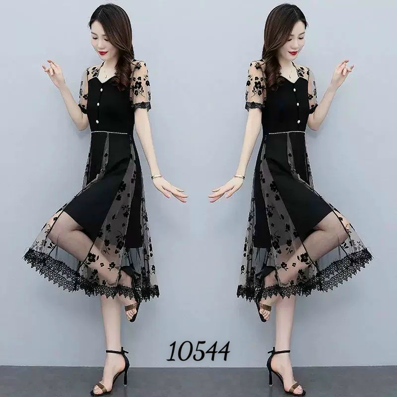 ĐẦM UMI PHỦ LƯỚI HOA D10544