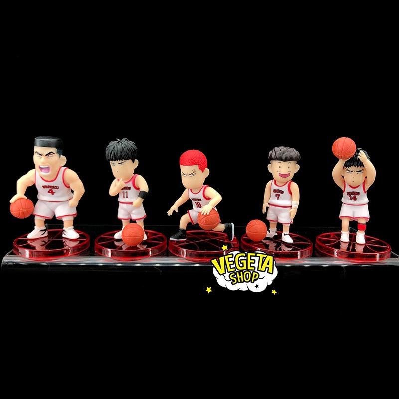 Mô hình Slam Dunk - Set Mô hình bóng rổ Hanamichi Rukawa Ryota Mitsui Akagi Takenori - Team bóng rổ trường Shohoku - 8cm