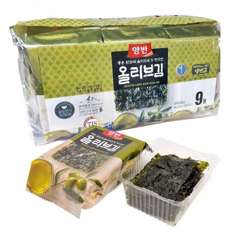 Bịch 9 Gói Lá Kim Ăn Liền Dongwon Vị Dầu Oliu ( 5 Gram/Gói)