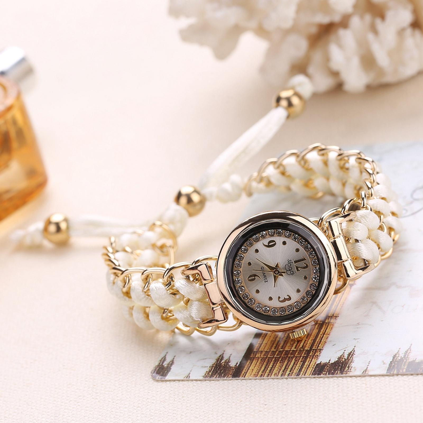 Lady  Watch Bracelet Jewelry Fashion Casual Watch Analog Wrist Watch White