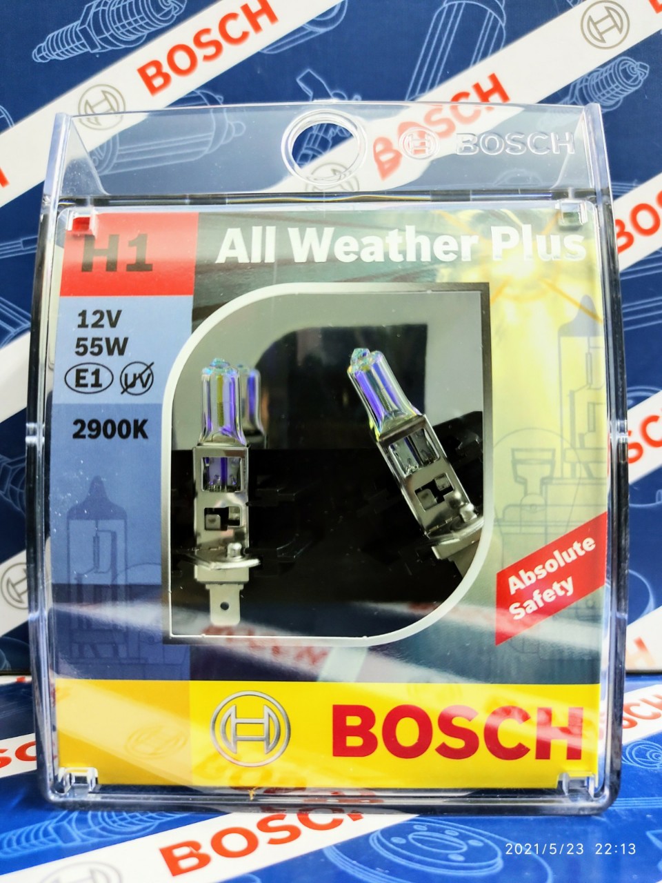 Bóng Đèn Tăng Sáng Bosch H1 12V 55W All Weather 2900K (Hộp 2 bóng)