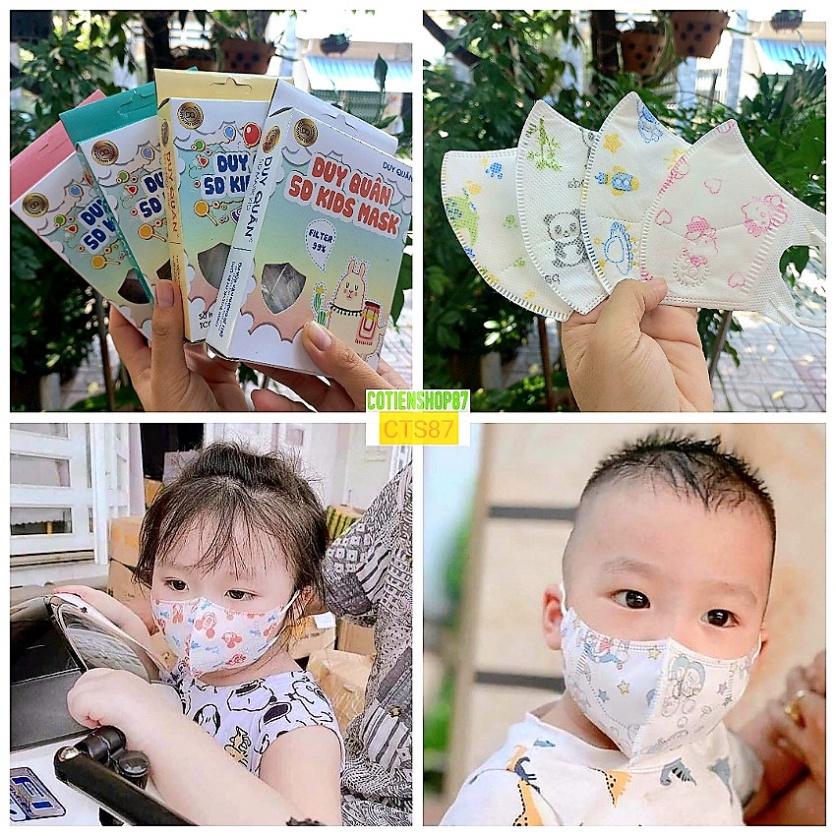 Khẩu trang trẻ em 5D Duy Quân Kid (từ 5-12t) dễ thương, hình ngẫu nhiên