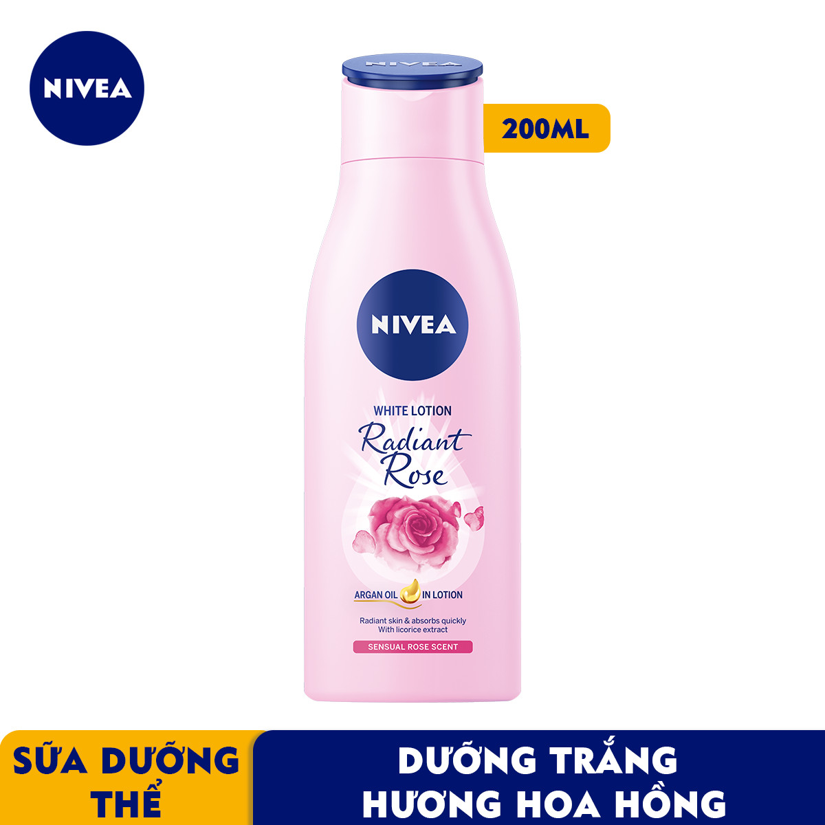 Sữa Dưỡng Thể Dưỡng Trắng NIVEA Hương Hoa Hồng Radiant Rose (200ml) - 85706