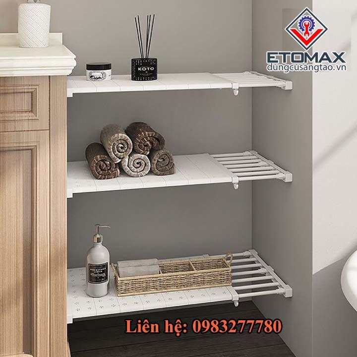 Kệ chia ngăn tủ đa năng không cần khoan bắt vít 74-135cm