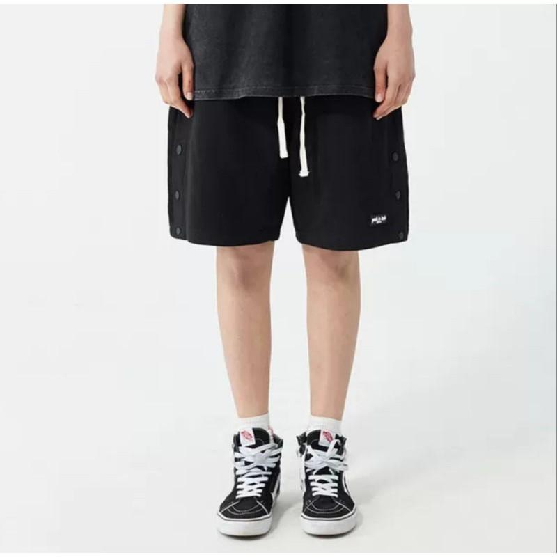 Quần short thun cúc đen ulzzang unisex - ẢNH THẬT - quần sooc nam nữ